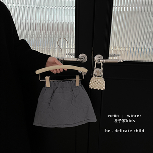 女童冬款 夹棉加厚保暖半裙宝宝洋气百搭棉裙婴儿外出休闲裙子 韩版