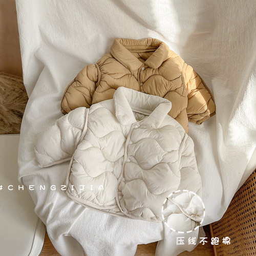 婴儿保暖棉衣中性厚冬季纯色棉袄