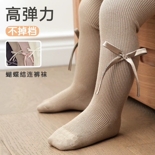 甜美蝴蝶结连裤 女宝宝春秋款 袜婴幼儿洋气打底袜女童休闲百搭袜子