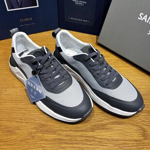 报喜鸟无骨轻软男士秋季商务休闲绅士系带针织黑色运动休闲鞋皮鞋