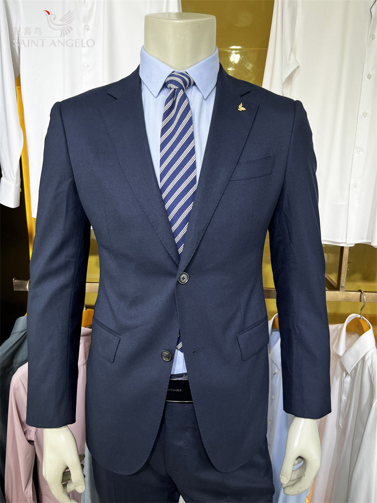 报喜鸟【绵羊毛】深蓝男士商务正装修身年轻休闲单件西服西装外套