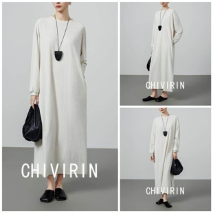 懒惰风圆领长袖宽松显瘦卫衣连衣裙女2026早春新款气质通勤中长裙