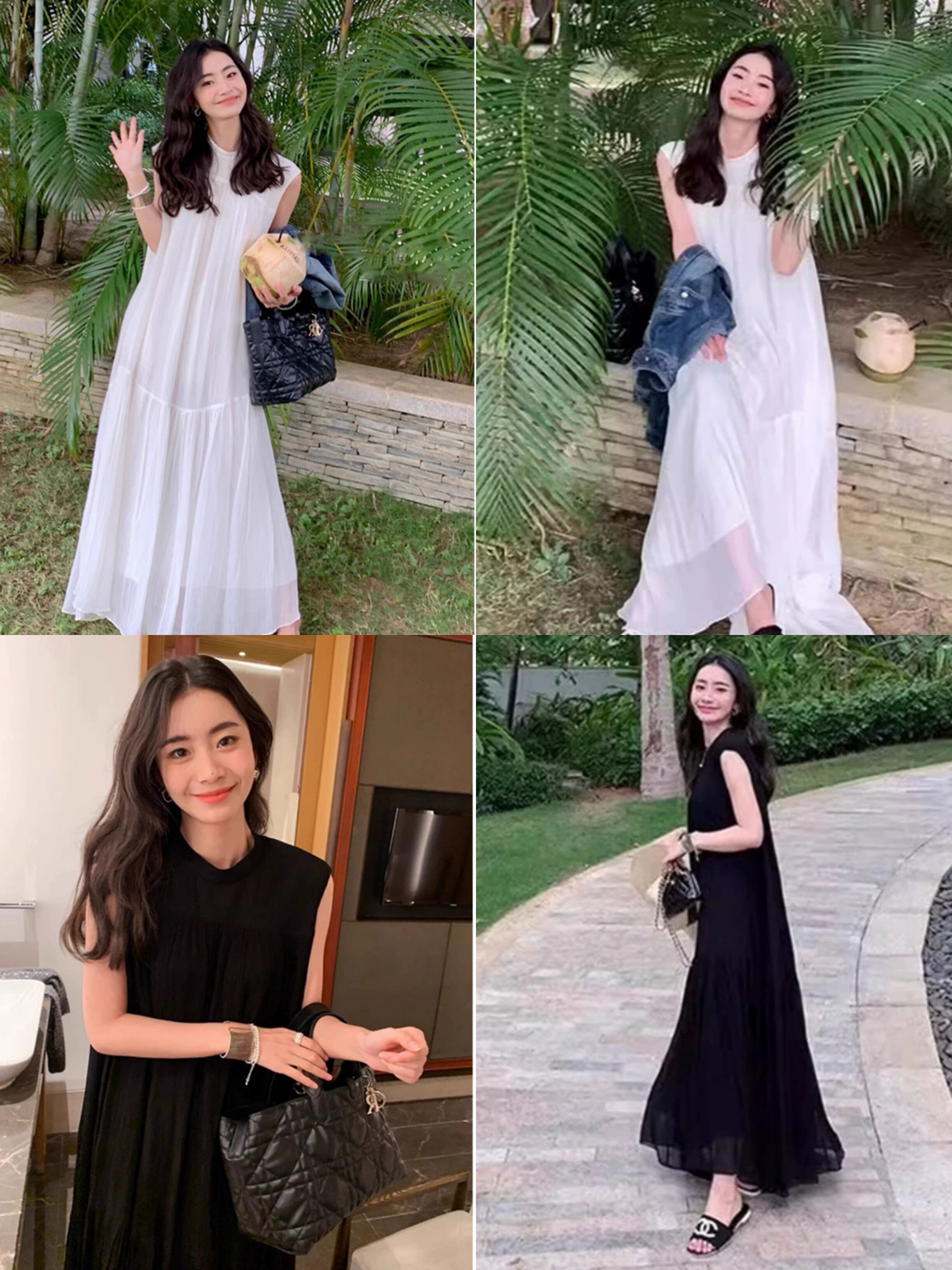 小香风圆领无袖气质名媛连衣裙女春季新款2025高级感白色背心裙子