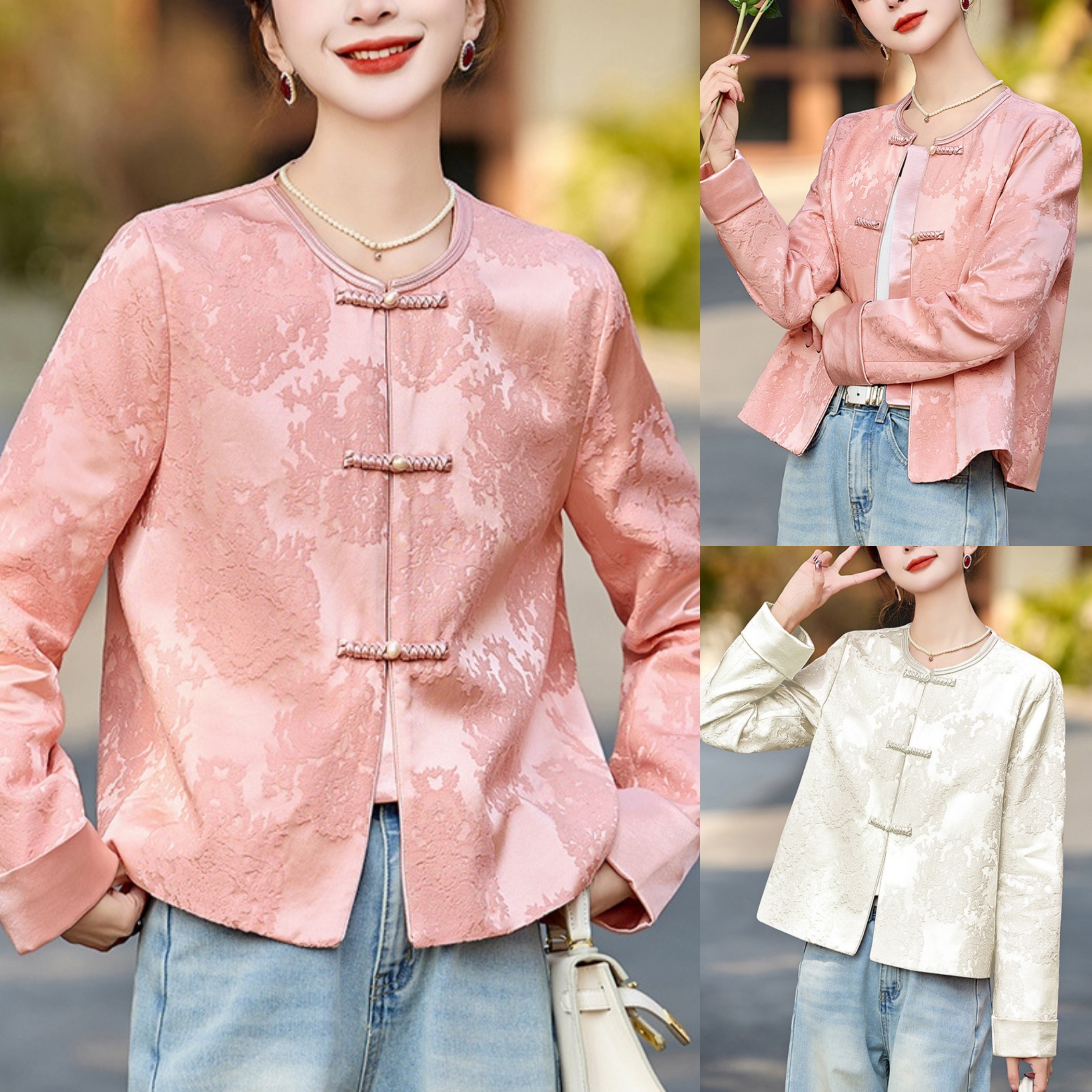 2025春秋季新款女装圆领新中式国风盘扣提花气质时尚外套 DL2572