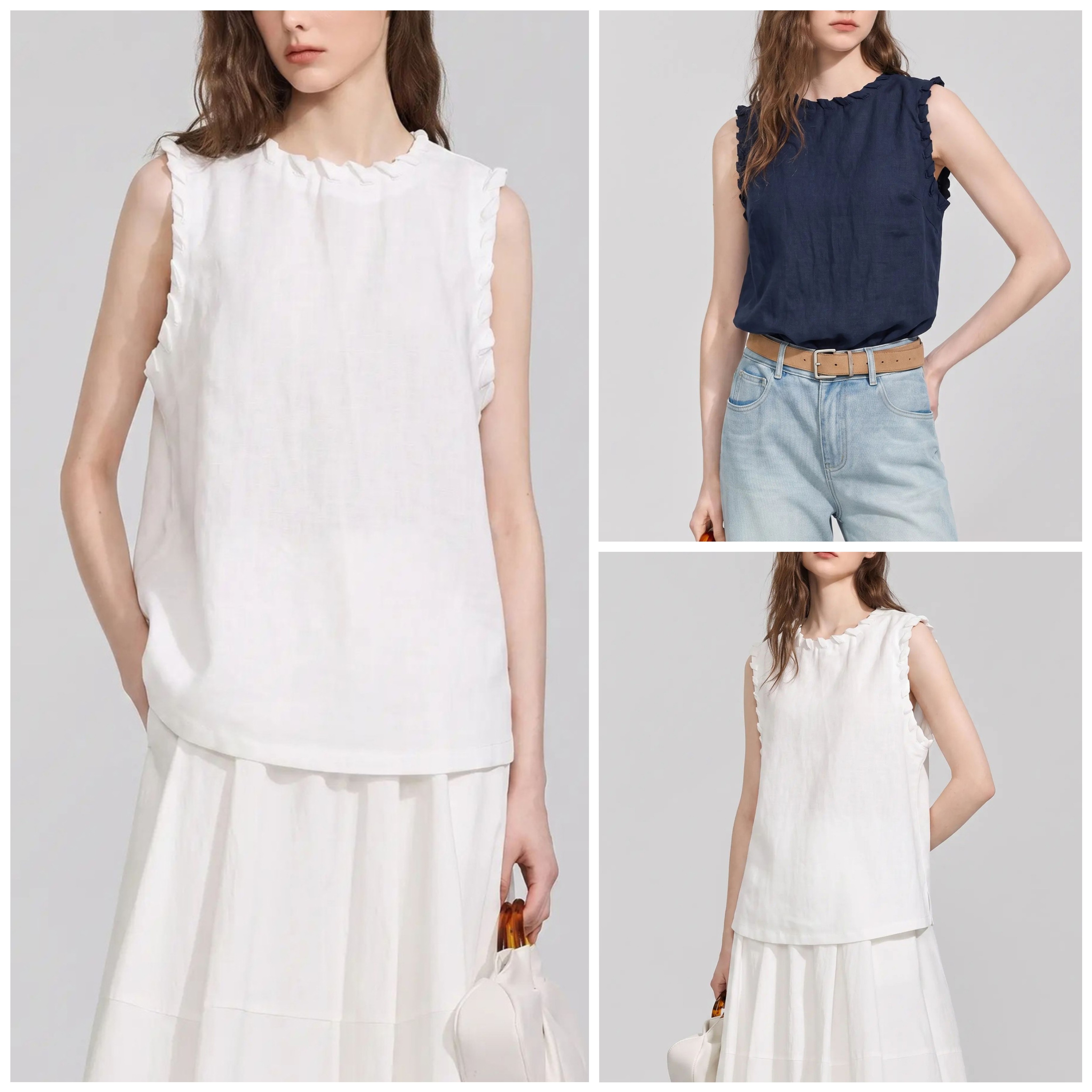 法式慵懒高级感纯色无袖衬衫女2026夏高端别致宽松编织圆领背心潮