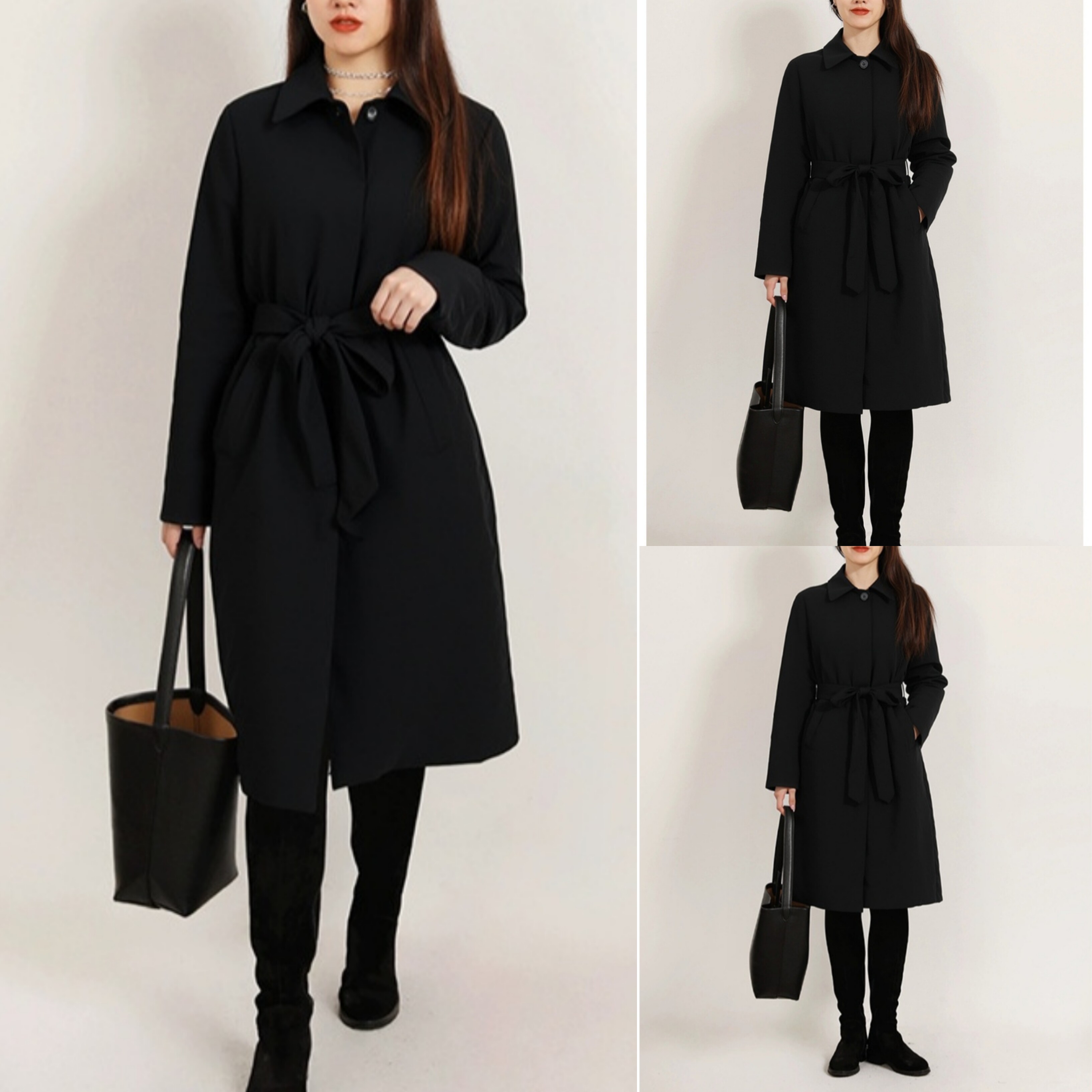 【鄂*定单】女士羽绒服2025年秋冬新品风衣真丝混纺薄白鹅绒外套
