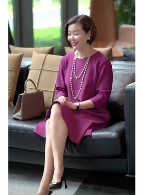 2023新款夏季气质小香风赫本风高端轻奢显瘦紫色连衣裙子穿搭女装