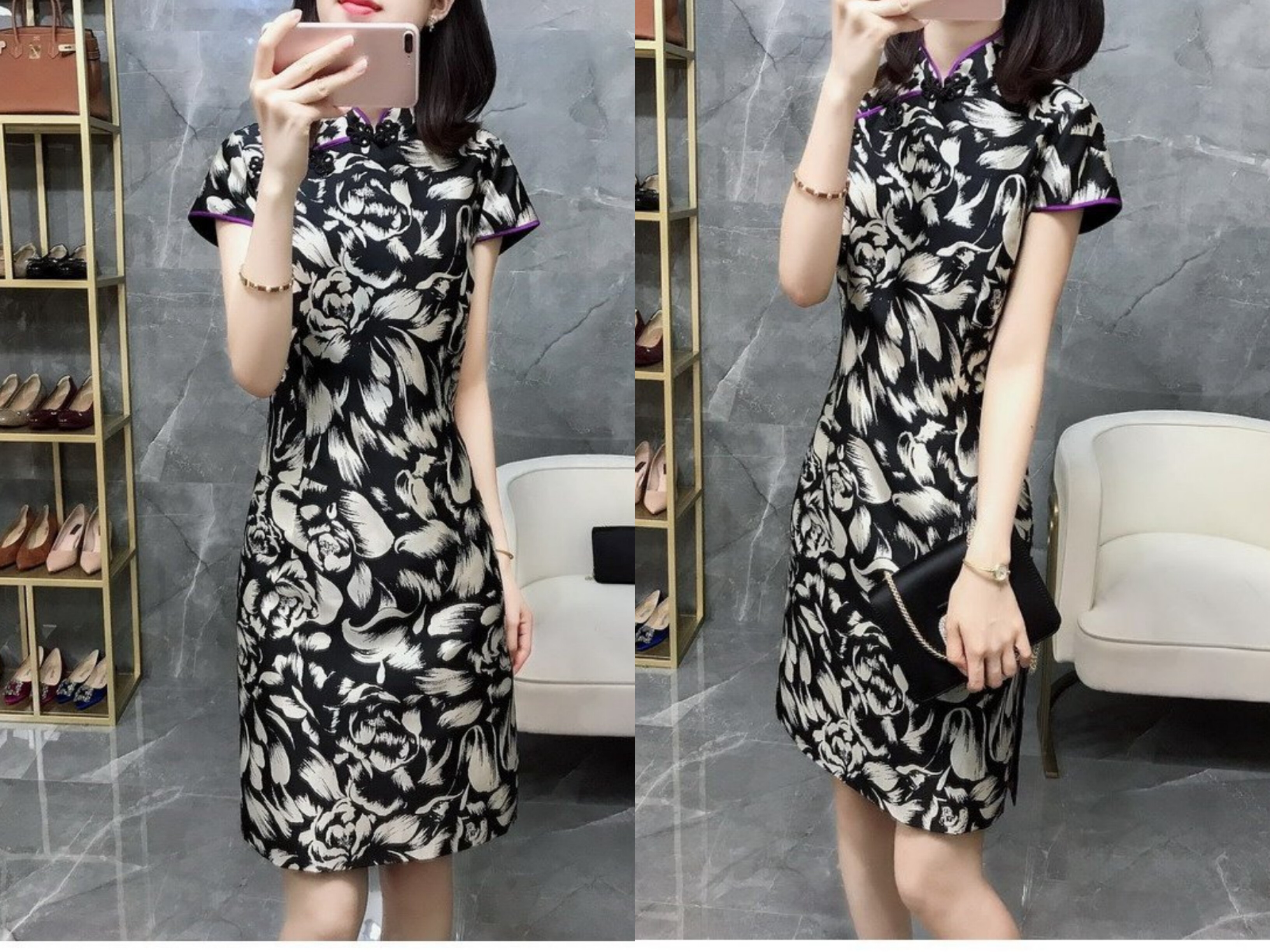 旗袍2026夏季新款改良版年轻款小个子复古高级感碎花连衣裙子女