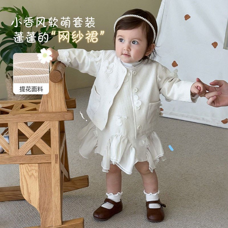 宝宝小香风背心裙洋气拼纱连衣裙