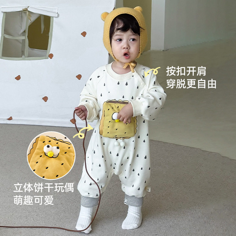 婴儿棉柔连体衣卡通立体玩偶爬服