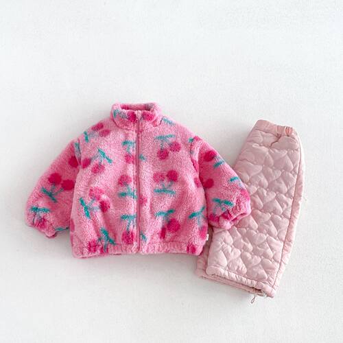 女童冬季加厚立领樱桃绒棉服