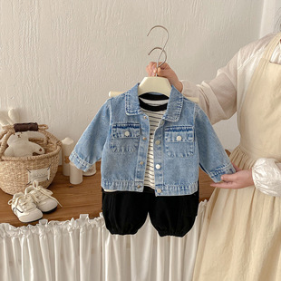 儿童帅气牛仔外套2026春装新款男童复古上衣做旧宝宝韩版牛仔衣潮