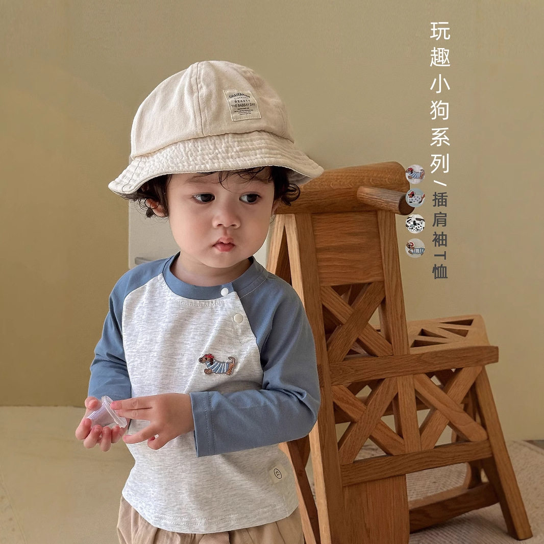 儿童卡通贴标打底衫纯棉秋装T恤