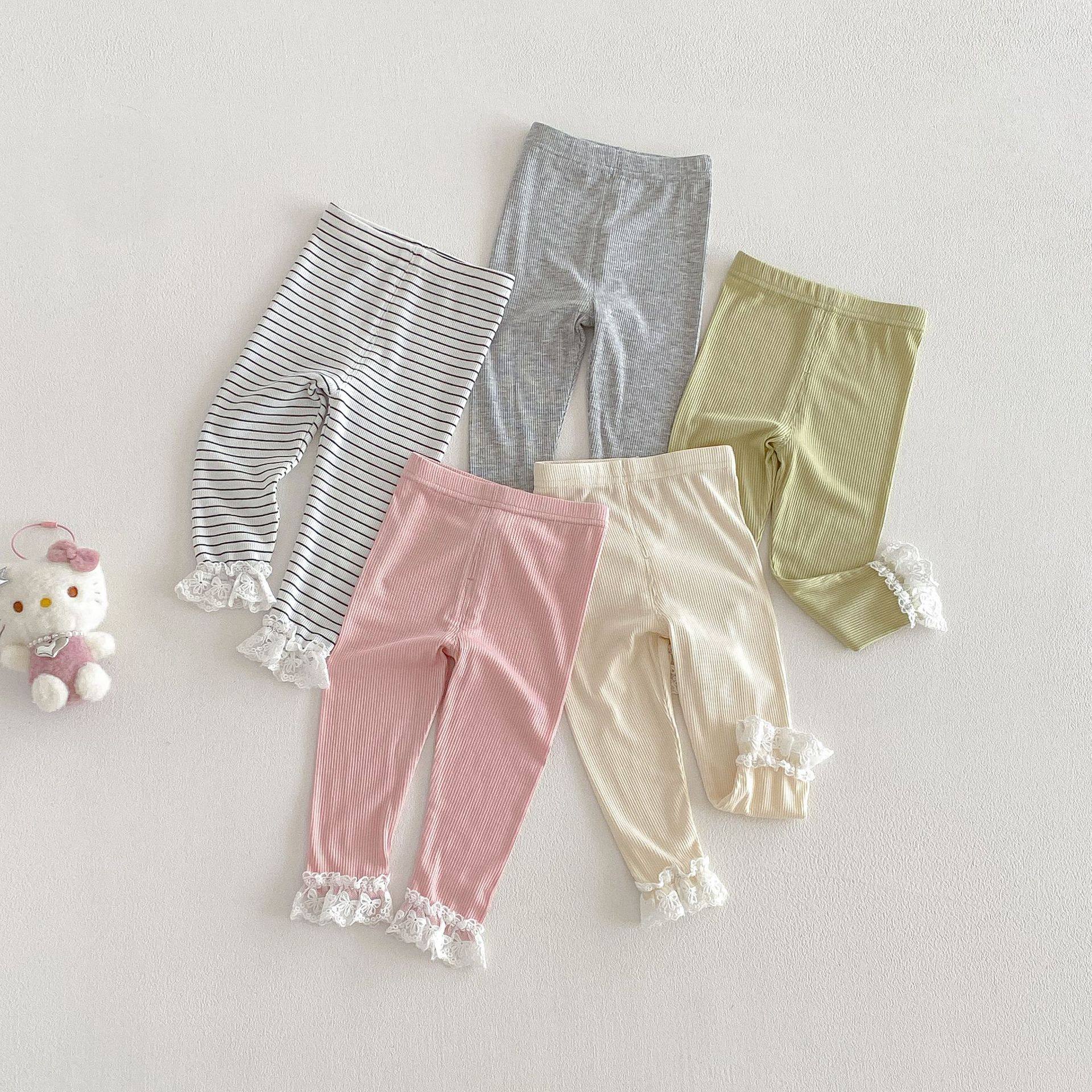 女童春装弹力打底裤2026新款儿童蕾丝花边裤子宝宝洋气罗纹休闲裤,童装/婴儿装/亲子装,裤子,淘宝优惠券,粉丝福利购,淘宝优惠卷