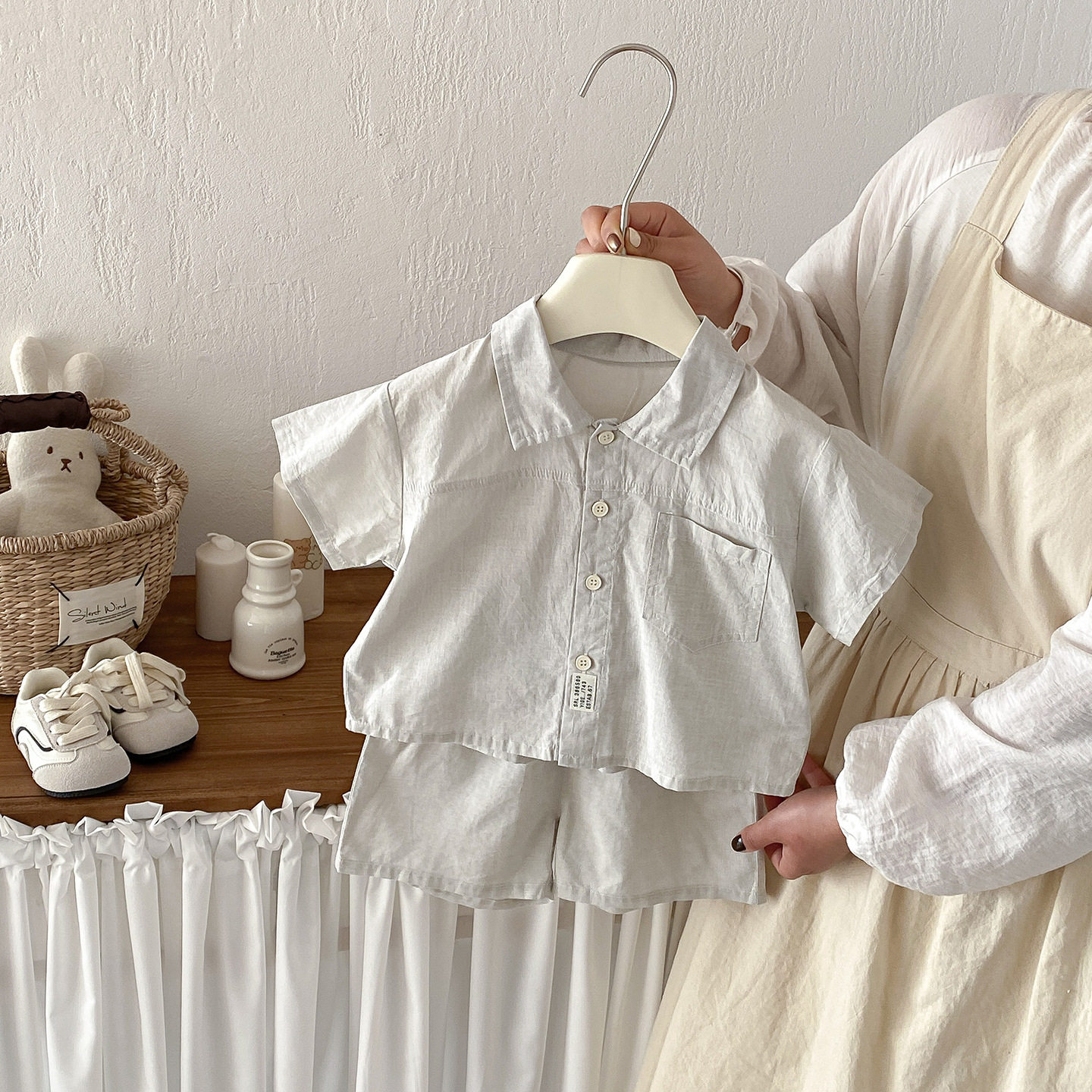 男童夏季新款短袖衬衫套装宝宝帅气新款纯棉衬衣薄款短裤两件套潮