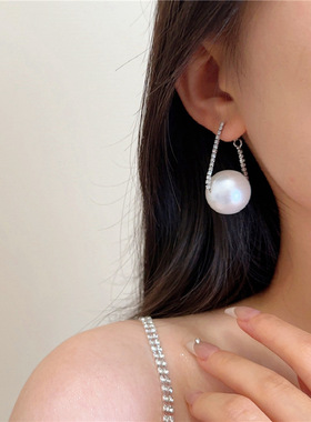 韩系千金~复古轻奢镶钻大颗珍珠