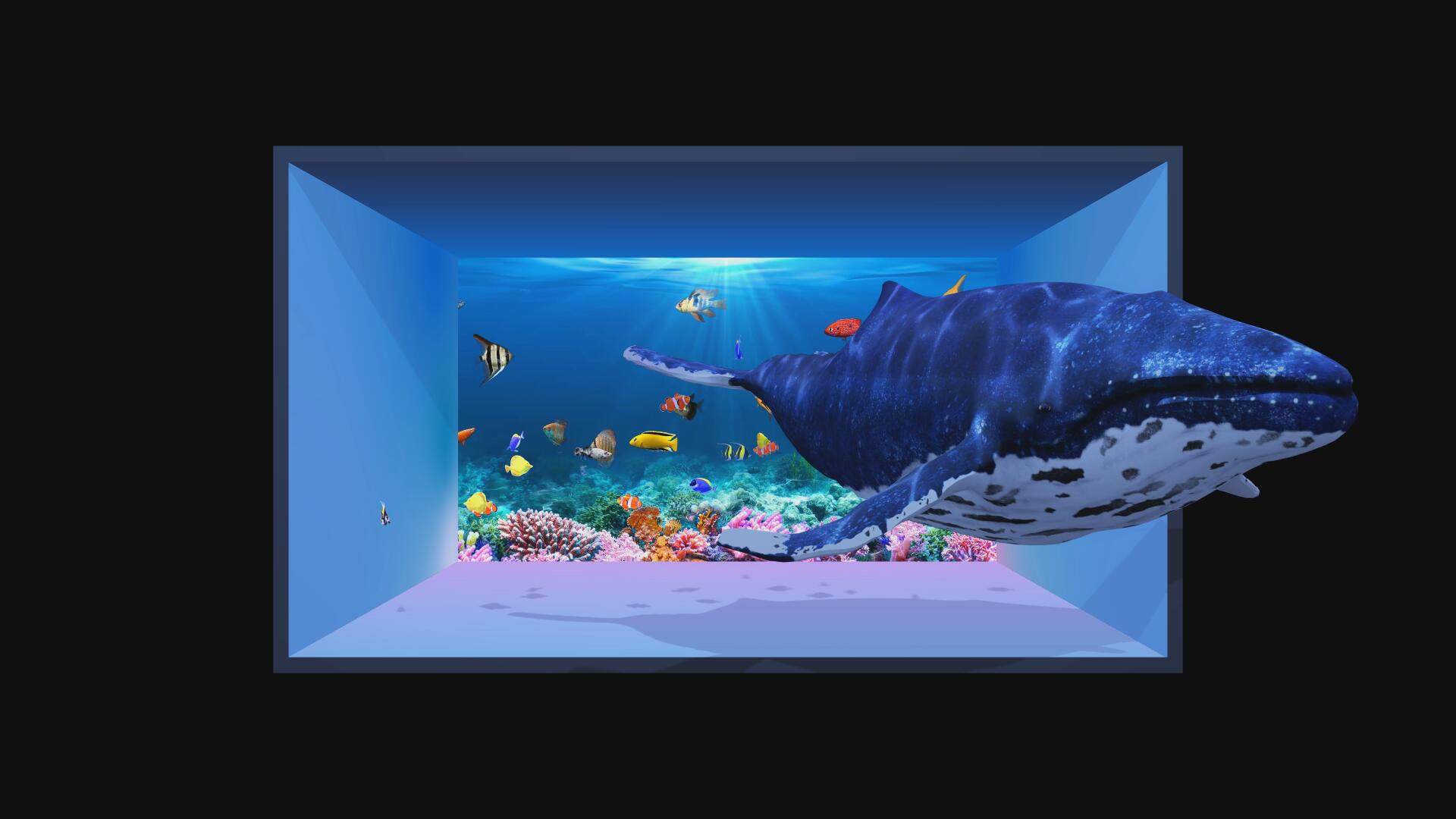 a粉艳场景鲸鱼裸眼3d海洋鱼群led显示屏视频素材4k全息高清沉浸式