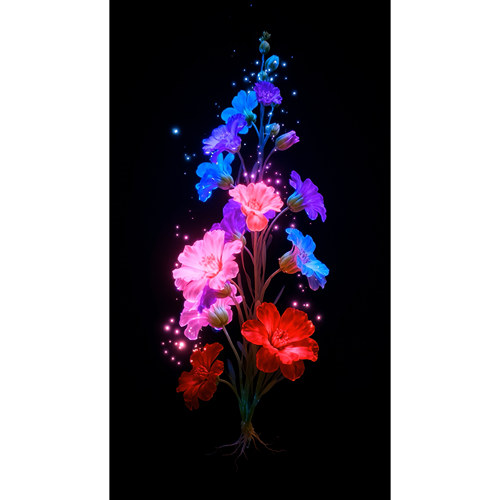 竖屏投影全息3d旋转彩色花束生长动画透明屏