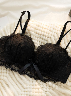 性感内衣女聚拢小胸蕾丝刺绣aa杯平胸显大文胸套装手掌杯胸罩半杯