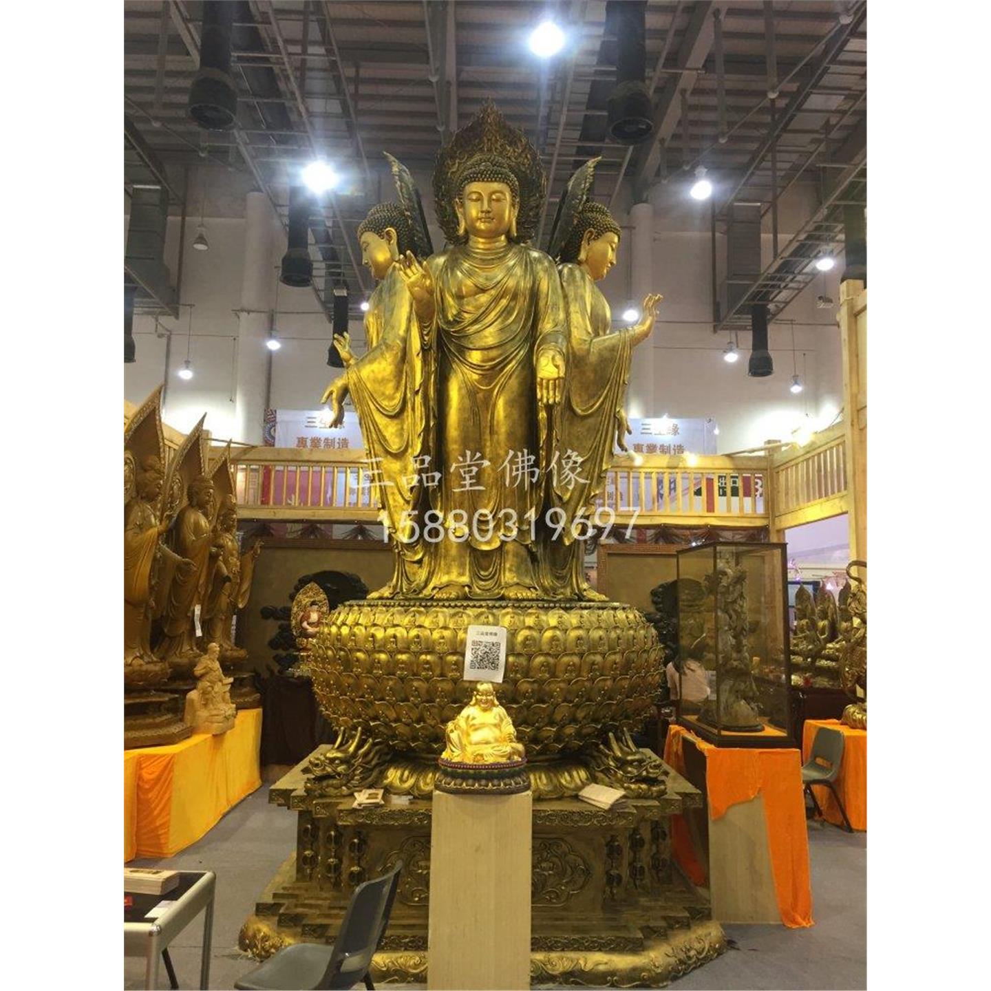 寺庙大型木雕佛像脱胎四面佛树脂阿弥托佛佛祖铜雕站像玻璃钢