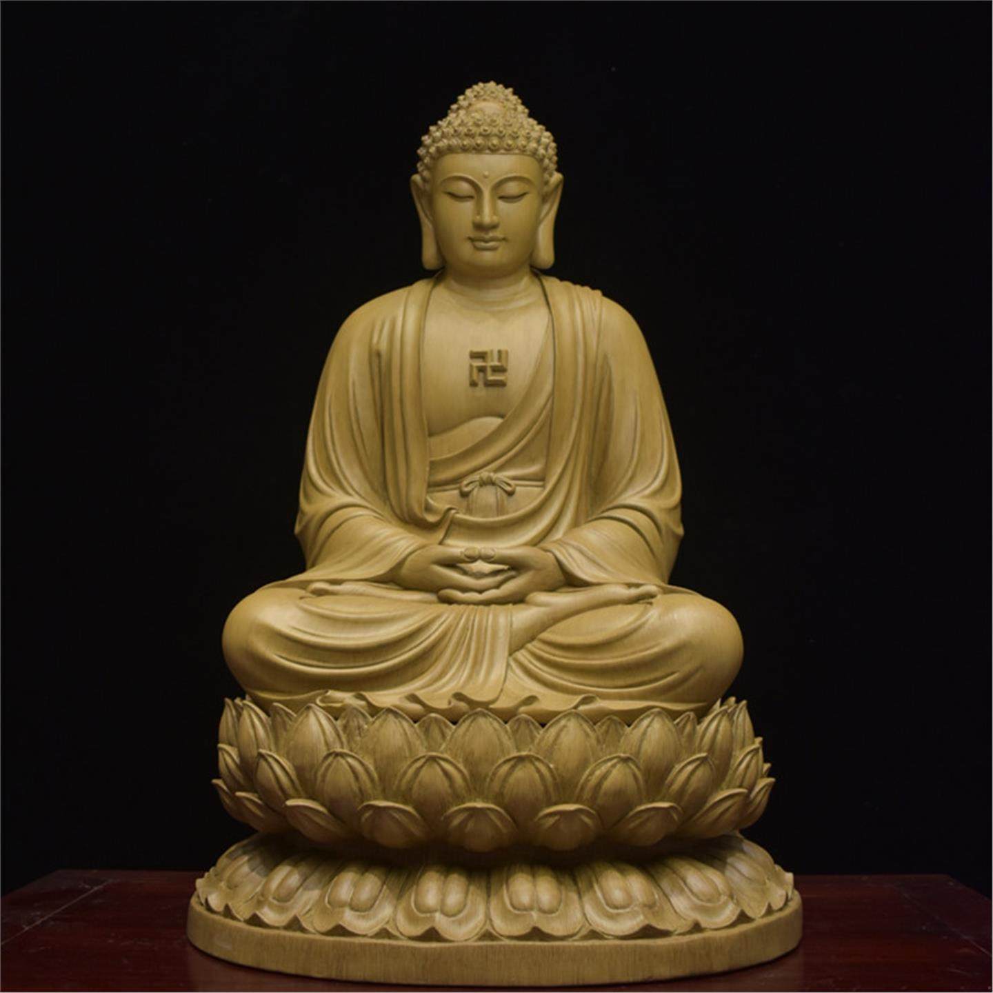 木雕释迦牟尼佛桧木手工雕刻寺庙供奉佛像阿弥陀佛如来佛祖药师佛