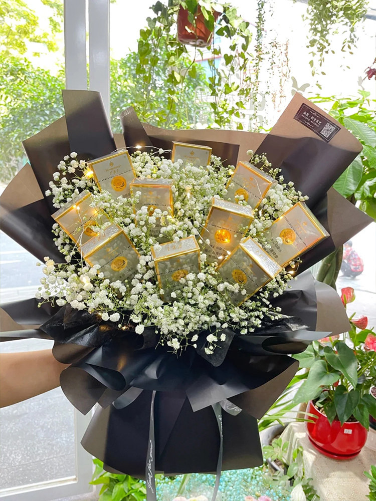 父亲节香烟满天星手工diy花束材料送长辈父亲老公男朋友生日礼物