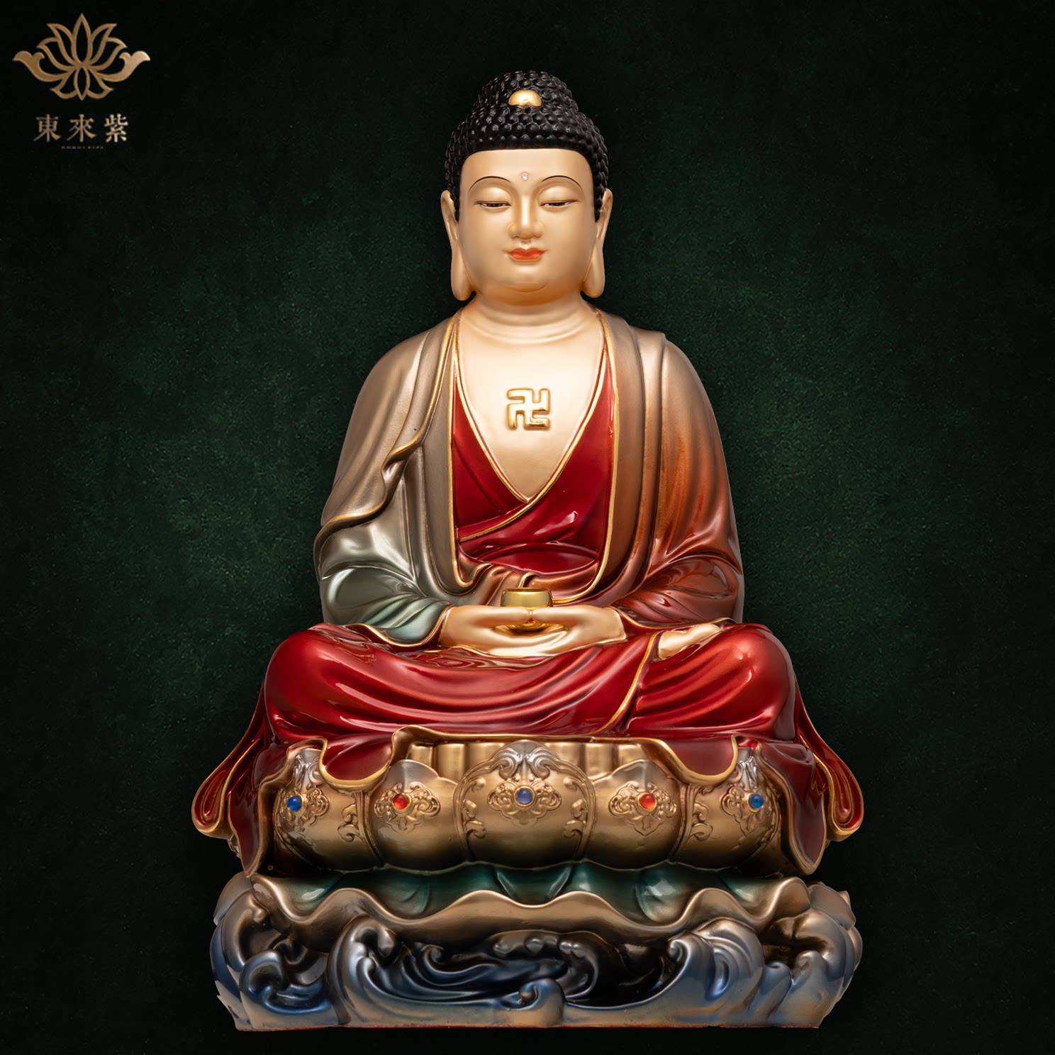 释迦摩尼神像三宝佛像如来佛祖阿弥陀佛药师佛娑婆三圣东来紫铜像