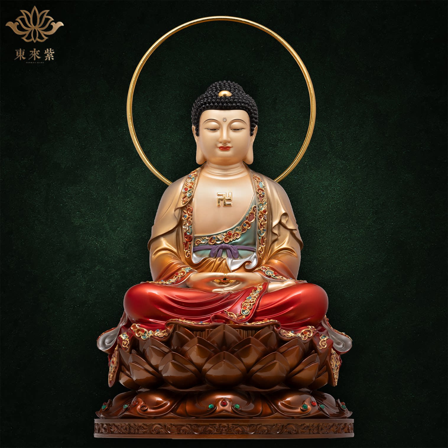 释迦摩尼神像三宝佛像如来佛祖阿弥陀佛药师佛娑婆三圣东来紫铜像