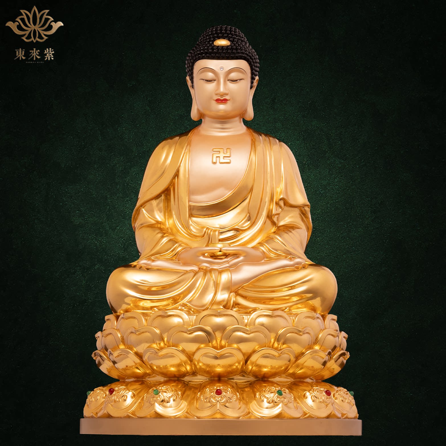 释迦摩尼神像三宝佛像如来佛祖阿弥陀佛药师佛娑婆三圣东来紫铜像