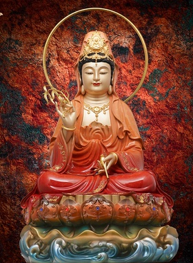 东来紫观音菩萨佛像京铜铜像官方观世音菩萨像黄铜家用供奉旗舰店