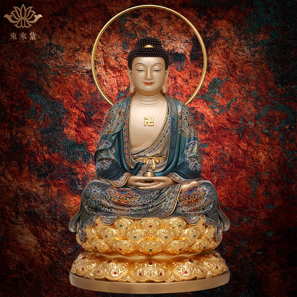 释迦摩尼神像三宝佛像如来佛祖阿弥陀佛药师佛娑婆三圣东来紫铜像