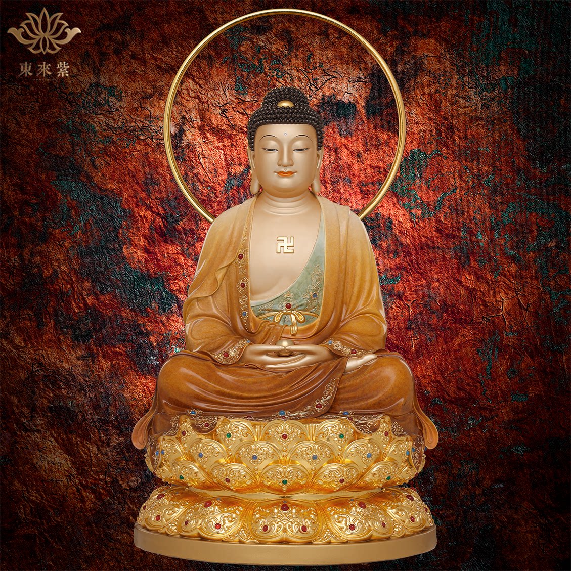 释迦摩尼神像三宝佛像如来佛祖阿弥陀佛药师佛娑婆三圣东来紫铜像