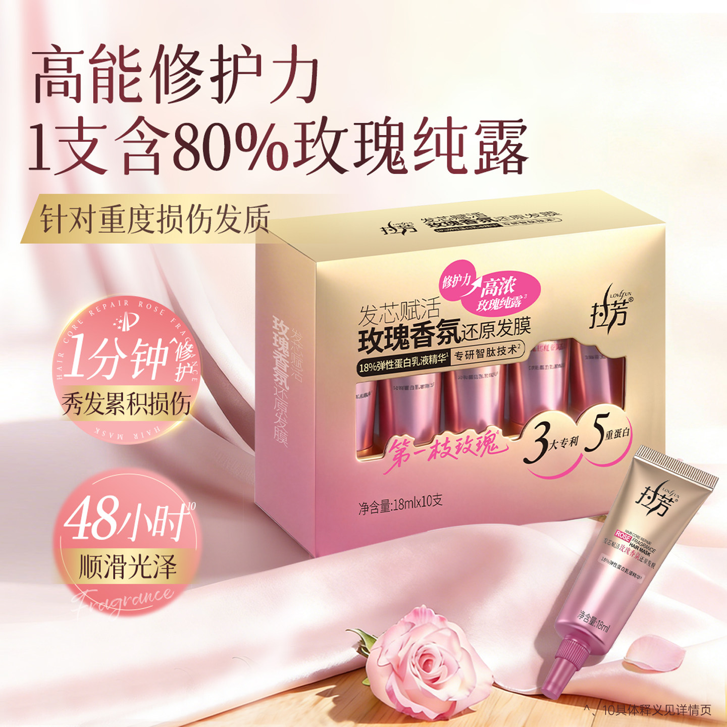 拉芳小金条一分钟发膜蛋白精华赋活还原霜玫瑰香氛滋养修护干枯损