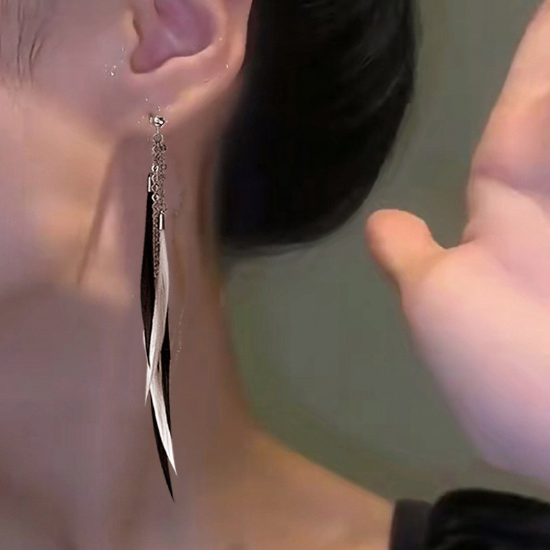 长款气质波西米亚羽毛耳环个性女