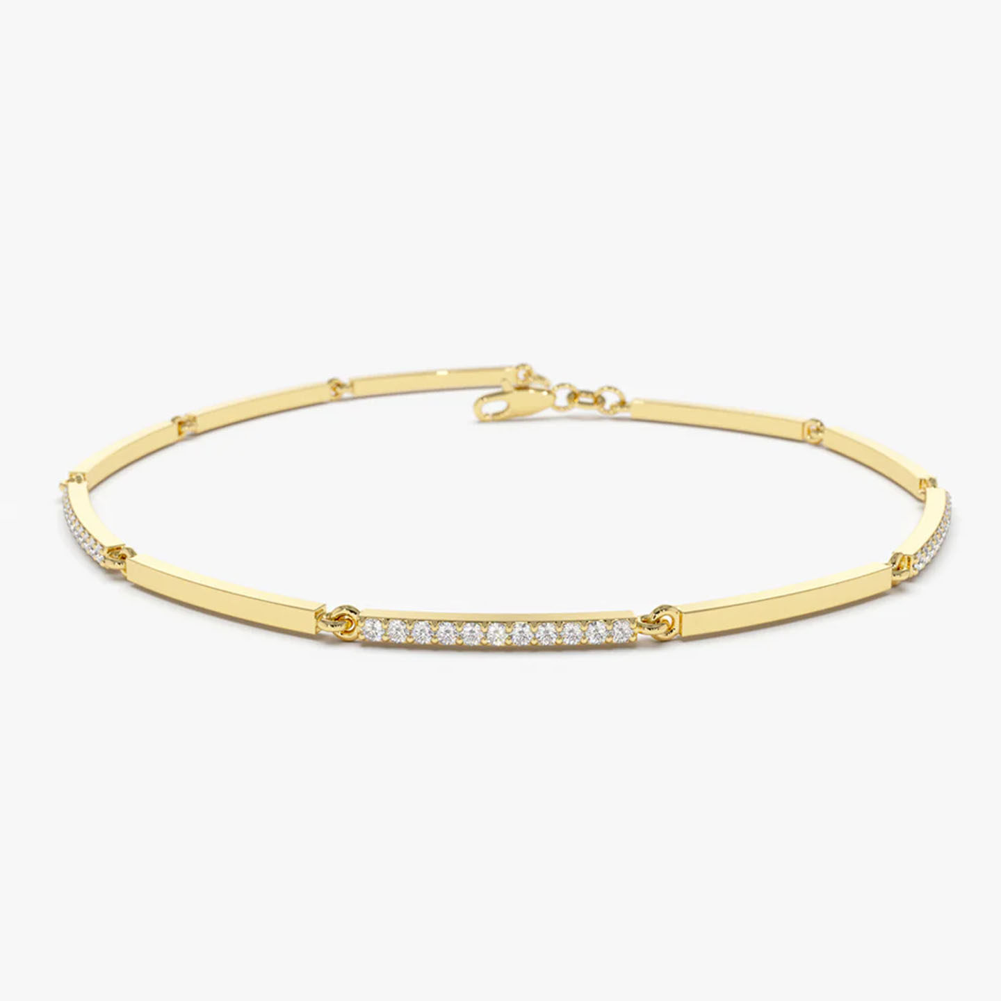 18k金黄金排钻细手链女 实验室人工培育钻石叠戴极细手镯AU750金