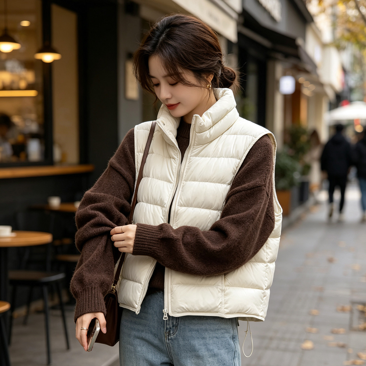 羽绒马甲女外穿短款90绒