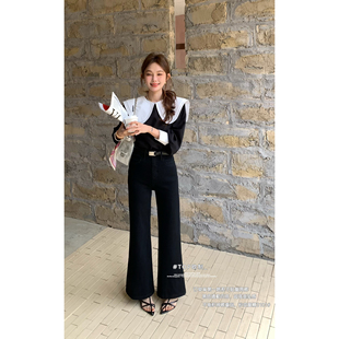 TOP 欧制-不堆积四面弹筒喇牛仔裤(配腰带)(5758延续款)3101黑色