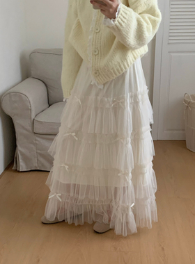 Flower & April-古加绒裙子网纱裙女装秋冬2025长裙半身裙160932