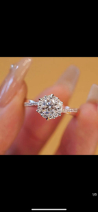 星织一克拉莫桑钻戒指女带钻高级结婚求婚925纯银情人节闺蜜礼物