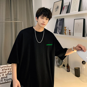 潮流夏男T恤宽松半袖新品ins大码港风短袖打底衫XZ405-1-T23-P25图片