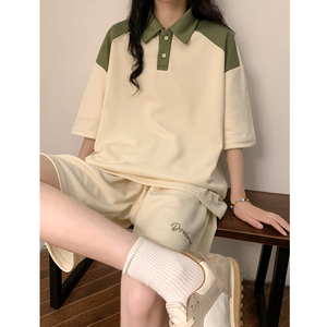 女装类目宽松夏季两件套短袖宽松运动套装XZ405-1-TZ88-p55,女装运动套装,星座405-1