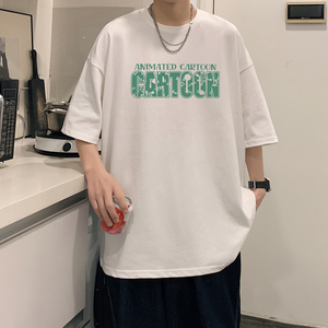 潮流潮流港风男士t恤短袖宽松大码T恤打底衫XZ405-1-T22-P25图片