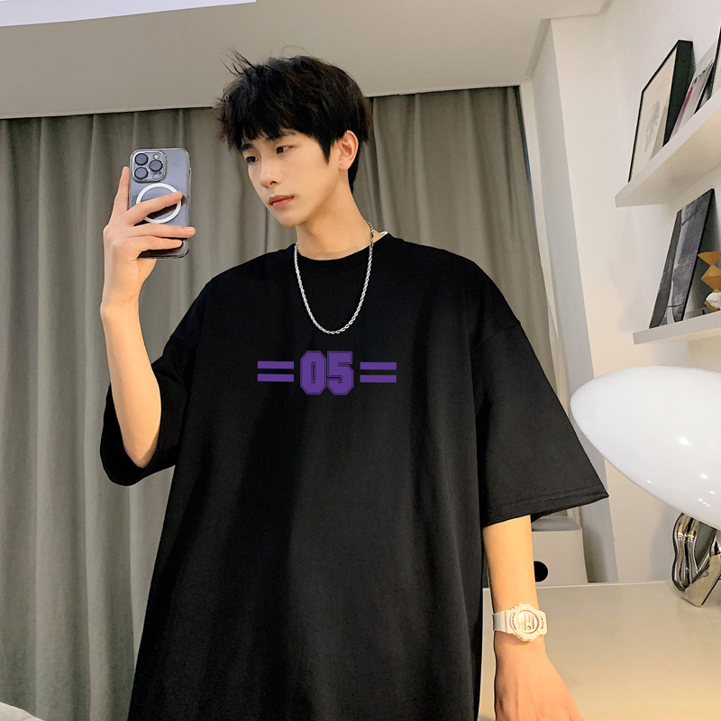 2024港风ins夏季男士大码t恤潮流半袖宽松短袖XZ405-1-T19-P25，男装T恤，星座405-1