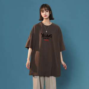 女装类目新品女士宽松短袖ins大码圆领T恤衫XZ405-1-T12-P25图片