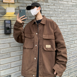 潮流秋男港风工装牛仔衣宽松夹克外套XZ405-1-JK6620-P95控128图片