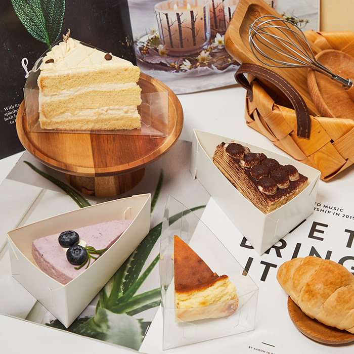 网红三角形慕斯蛋糕切件底托芒果榴莲千层切件盒戚风蛋糕打包盒子