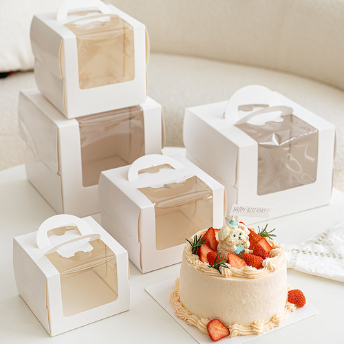 ins风5/6寸手提开窗蛋糕包装盒