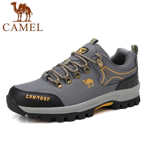 秋冬季骆驼加绒保暖棉鞋断码真皮户外休闲登山鞋防水防滑软底男鞋