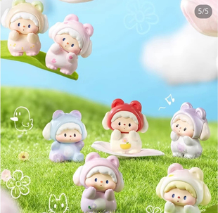 噜噜狗二代小熊派对春日野餐2.0系列萌粒潮玩礼物桌面摆件少女心