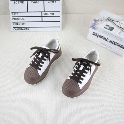 厚底贝壳头拼色时尚舒适女休闲鞋